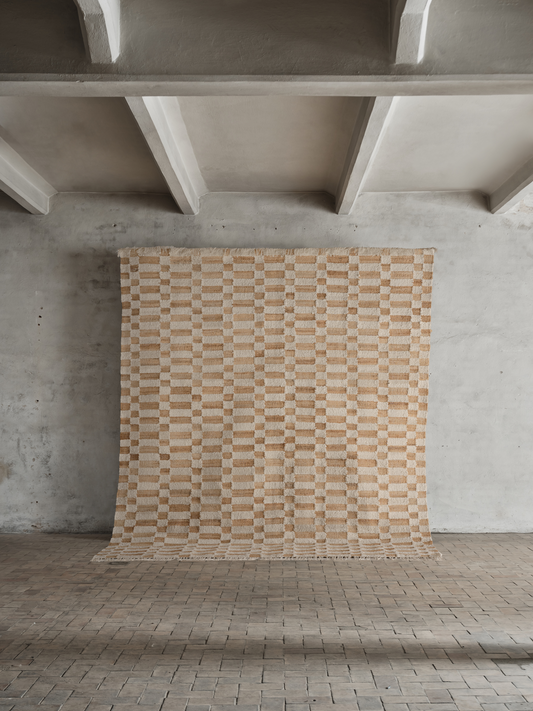 No.23 Rug – Handcrafted Jute & Wool Checkered Rug